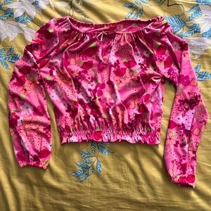 Floral adjustable neck crop top, size small, unique.